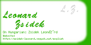 leonard zsidek business card